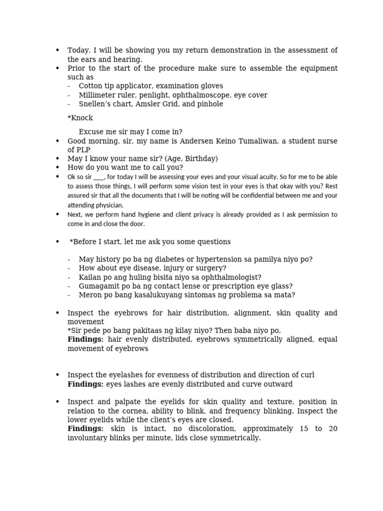 Eye Assessment and Visual Acuity | PDF | Eye | Nervous System