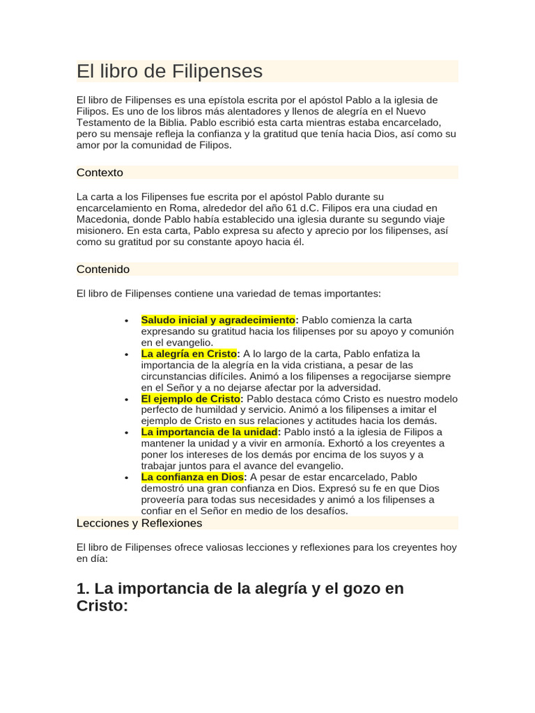 Mensajes de alegría en Filipenses | PDF | Epístola a los filipenses ...