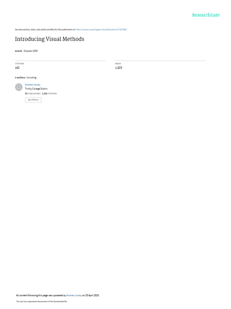 Visual Methods for Social Scientists | PDF | Sociology | Cultural Studies