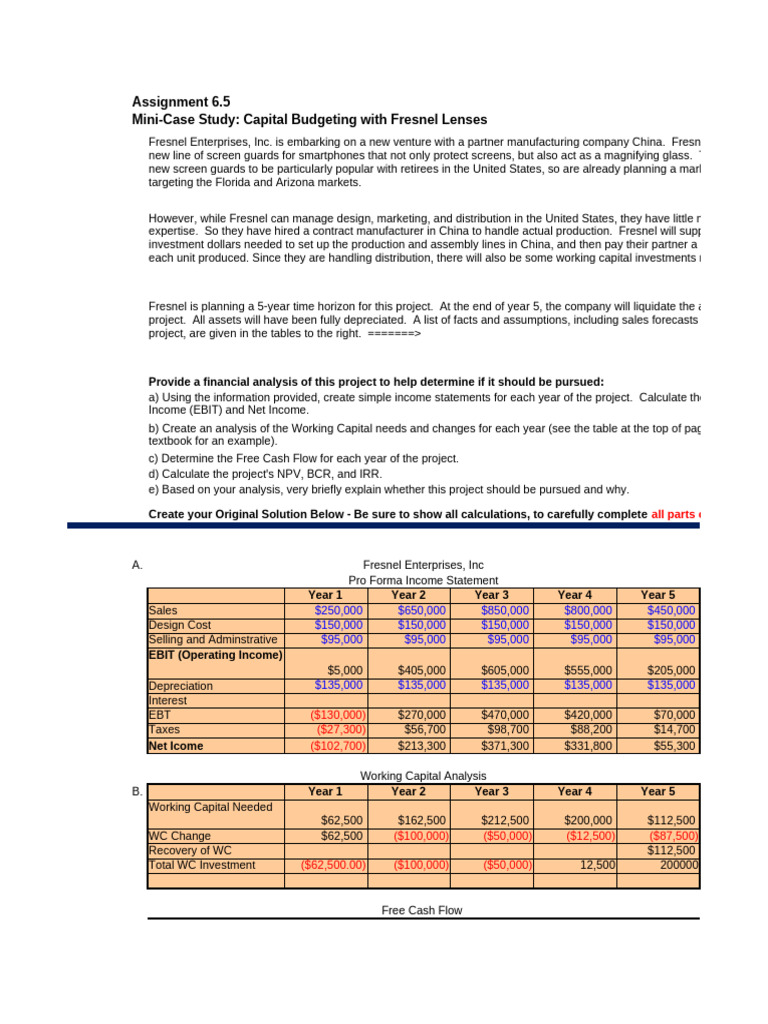 Capital Budgeting Analysis for Fresnel Lenses | PDF | Depreciation ...