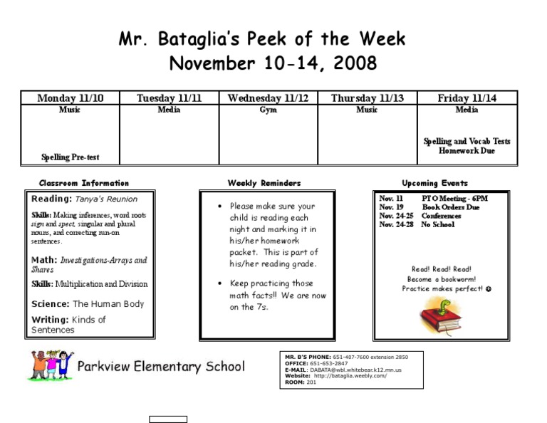 Weekly Classroom Overview: Nov 10-14 | PDF | Linguistic Morphology ...