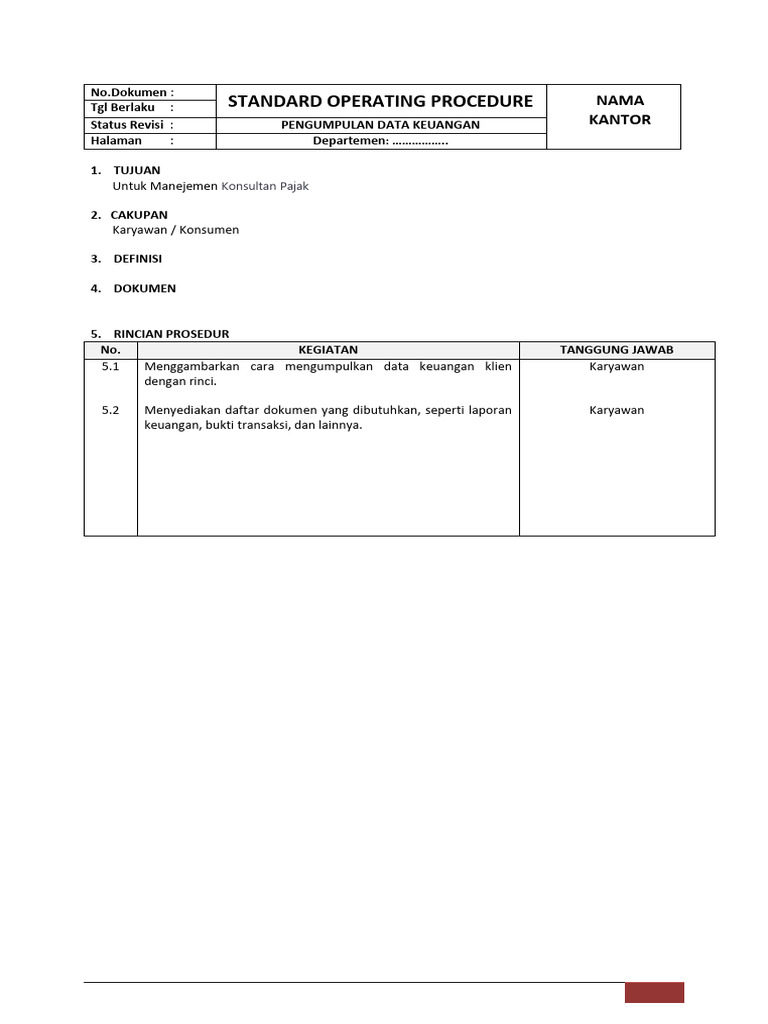 Sop pengumpulan data keuangan pdf pengelolaan keuangan uang