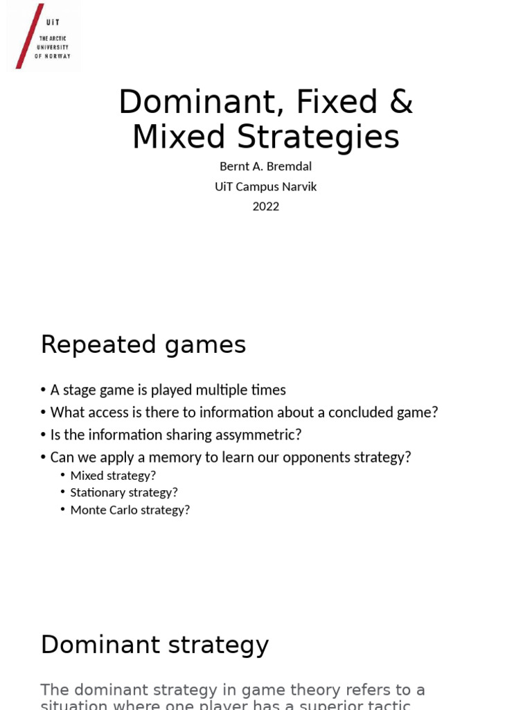 Dominant Strategies in Game Theory | PDF | Game Theory | Gaming