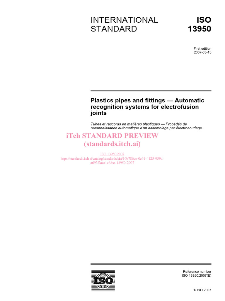 ISO 13950 2007 Electrofusion | PDF | Electrical Resistance And ...