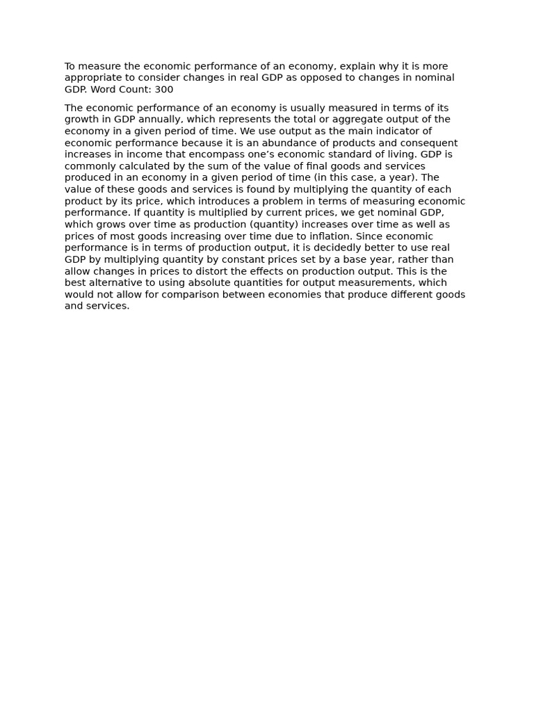 To Measure The Economic Performance of An Economy | PDF