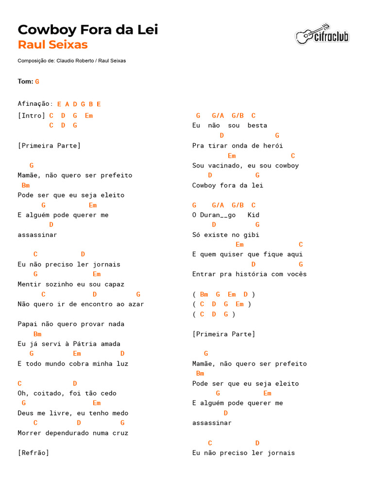 Raul Seixas - Cowboy Fora Da Lei | PDF
