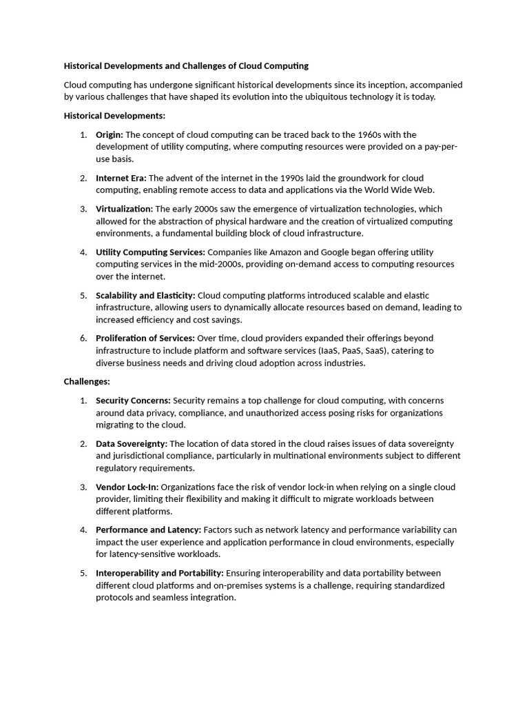 Cloud Computing: History and Challenges | PDF | Cloud Computing ...