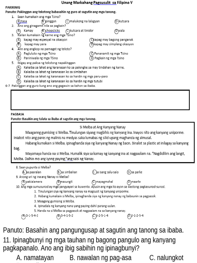 Filipino 5 q1 Reviewer | PDF