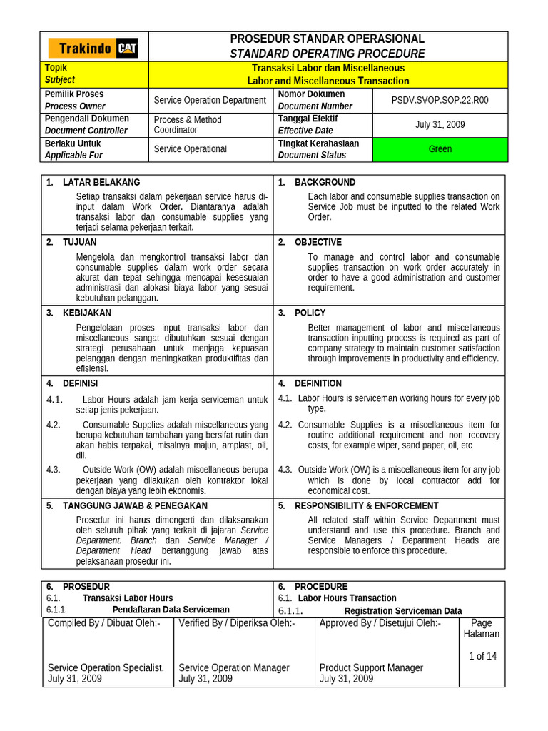 PSDV SVOP SOP 022 R00 Labor and Misc Transaction | PDF | Business ...