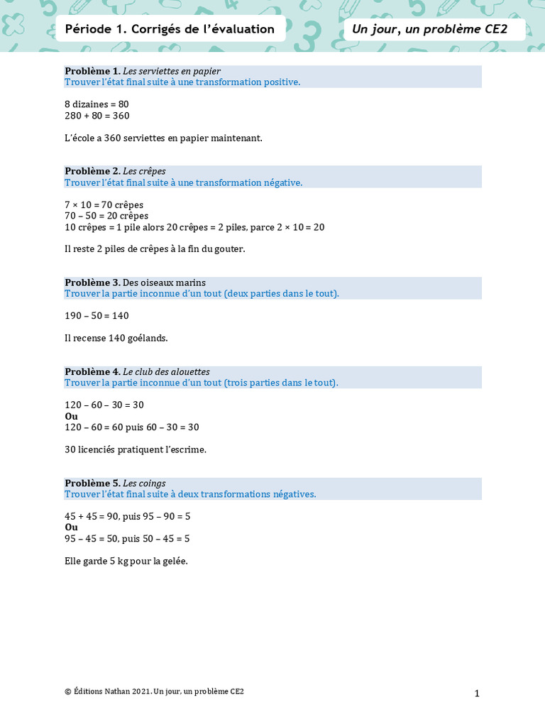 UJUP CE2 Evaluation P1 Corriges PDF | PDF