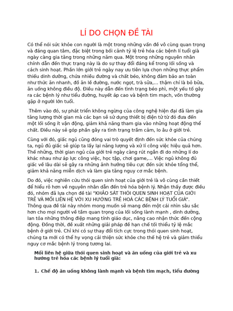 LÍ DO CHỌN ĐỀ TÀI | PDF