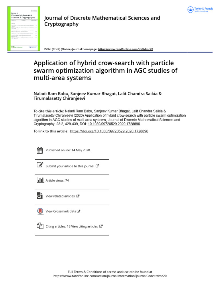 Application of Hybrid Crow Search With Particle Swarm Optimization ...