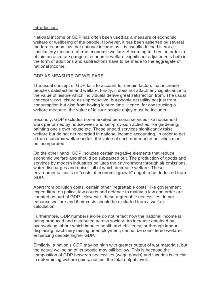 Limitations of GDP as Welfare Measure | PDF | Gross Domestic Product ...
