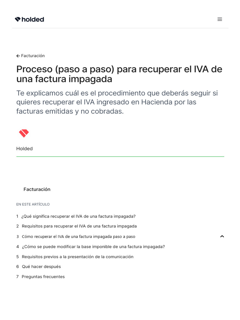 Recuperar IVA de Facturas Impagadas | PDF | Factura | Pagos