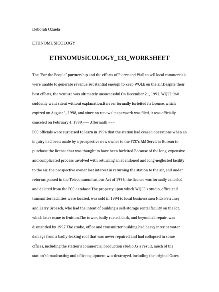 WQLE Radio: Closure and Aftermath | PDF | Information And ...