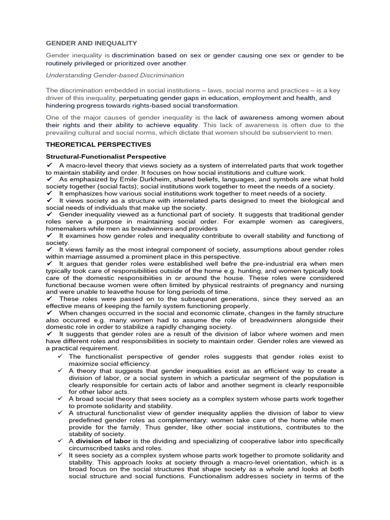Understanding Gender Inequality Dynamics | PDF | Gender | Gender Studies