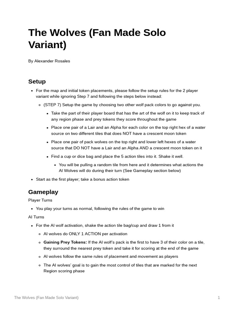 The Wolves Fan Made Solo Variant V1 Pdf Pack Canine Gaming