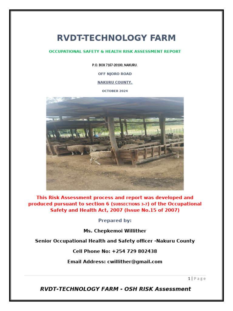 RVDT Farm Safety Risk Report 2024 | PDF | Occupational Safety And ...