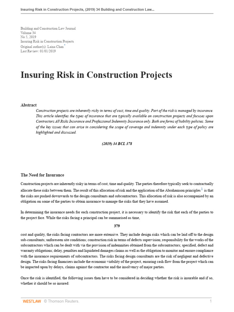 Construction Project Insurance Explained | PDF | Insurance | Indemnity
