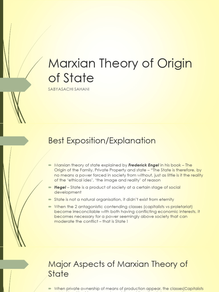 Marxian Theory of Origin of State | PDF | Politics