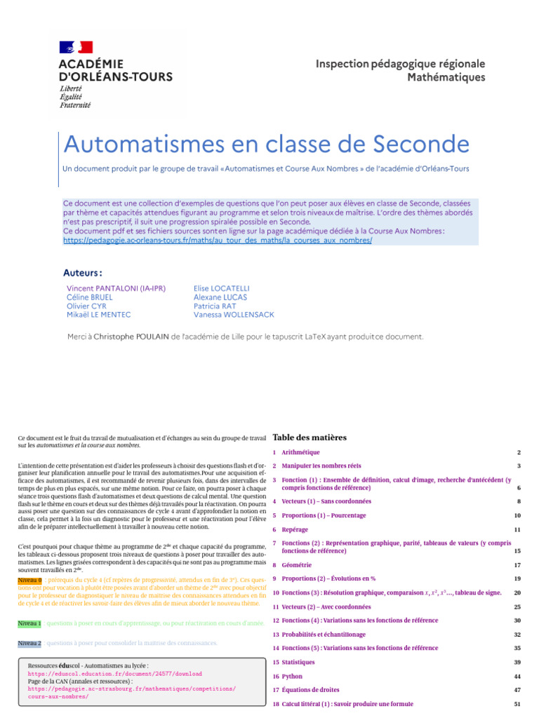 Automatismes en Maths pour 2de | PDF | Arithmétique | Mathématiques