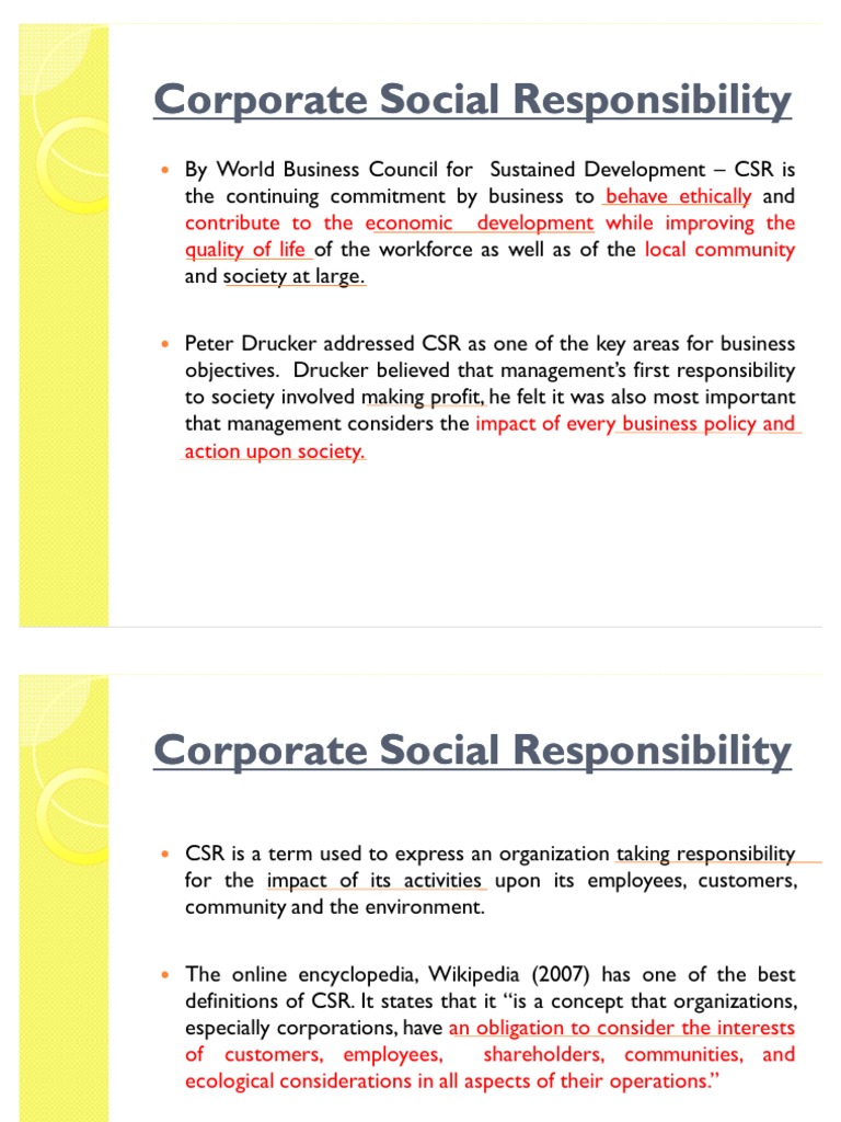 CSR Objectives and Importance | PDF | Corporate Social Responsibility ...