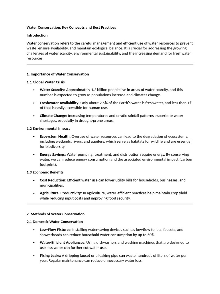 Water Conservation Pdf Water Conservation Water Scarcity
