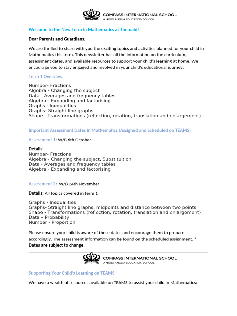 Term 1 Mathematics Curriculum Overview | PDF | Mathematics