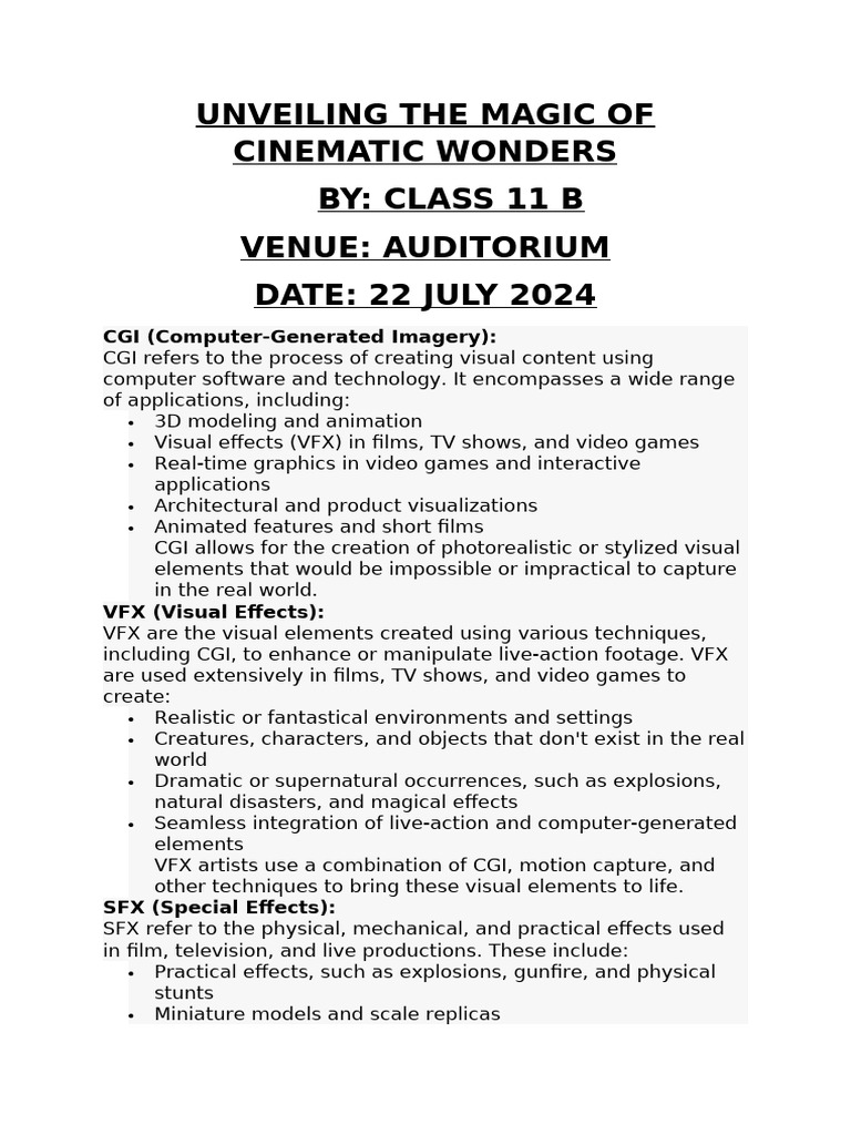 Unveiling The Magic of Cinematic Wonders PDF Technology & Engineering