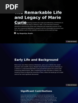 The Remarkable Life and Legacy of Marie Curie