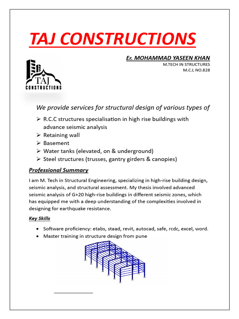 Structural Design Services by Taj Constructions | PDF