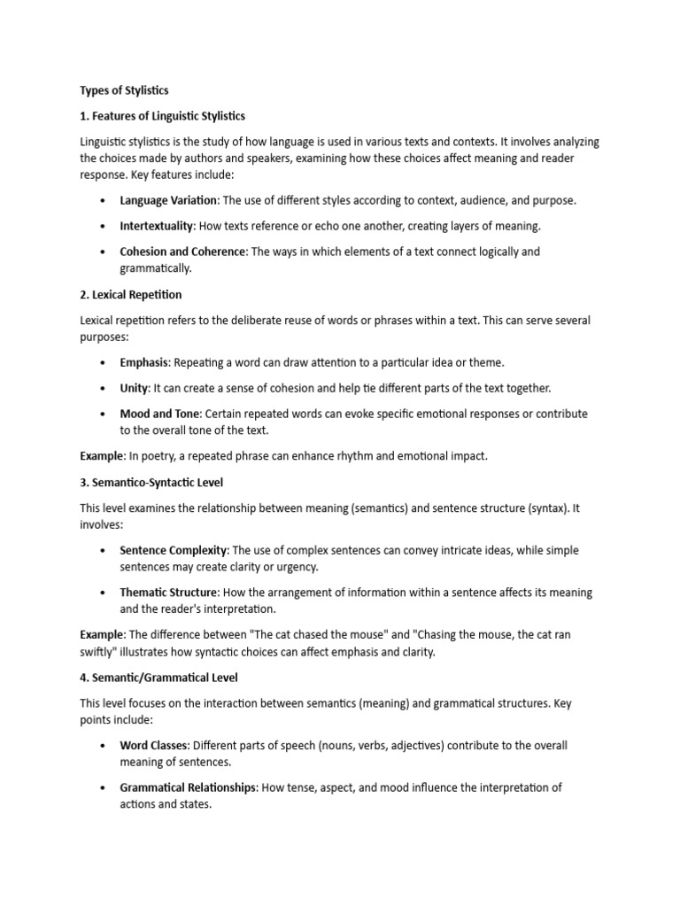 Lexical Repetition in Stylistics | PDF | Semantics | Part Of Speech