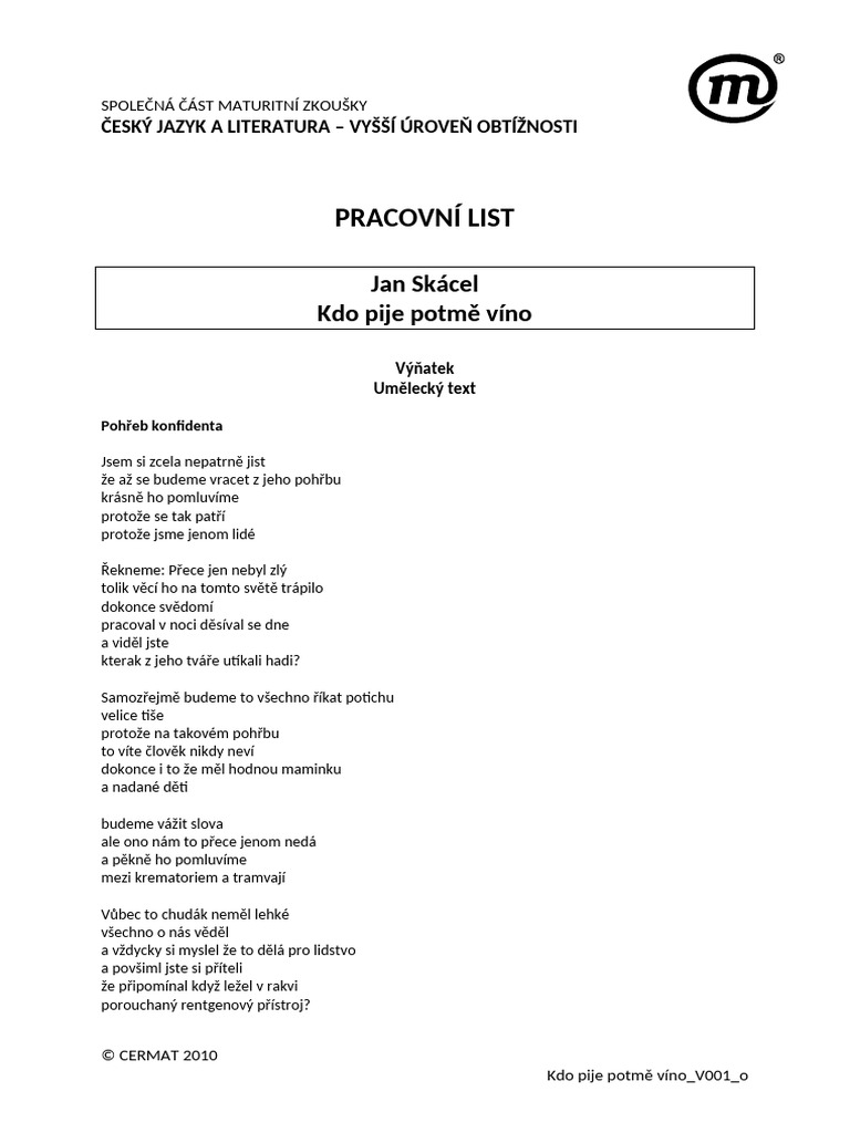 Kdo Pije Potmě Víno - V001 - o | PDF