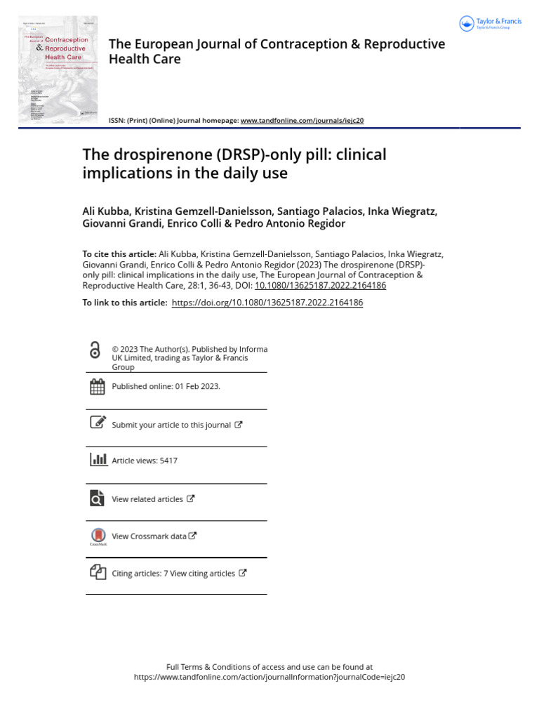The Drospirenone DRSP - Only Pill Clinical Implications in The Daily ...