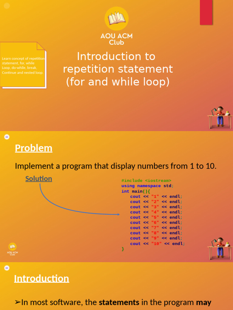 2 Introduction To Repetition Statement For and While Loop | PDF ...