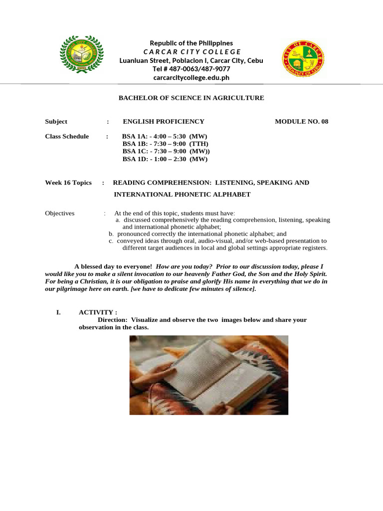 English Proficiency Module Overview | PDF | Part Of Speech | Vocabulary