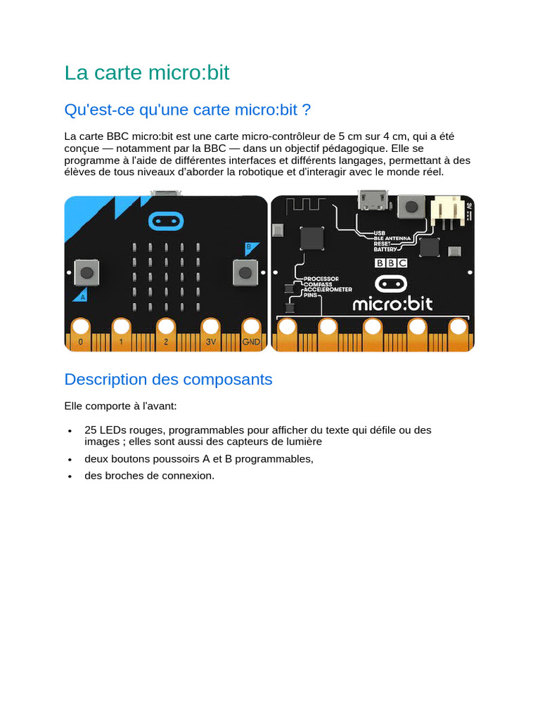 Introduction à la carte micro:bit | PDF | USB | Ingénierie informatique