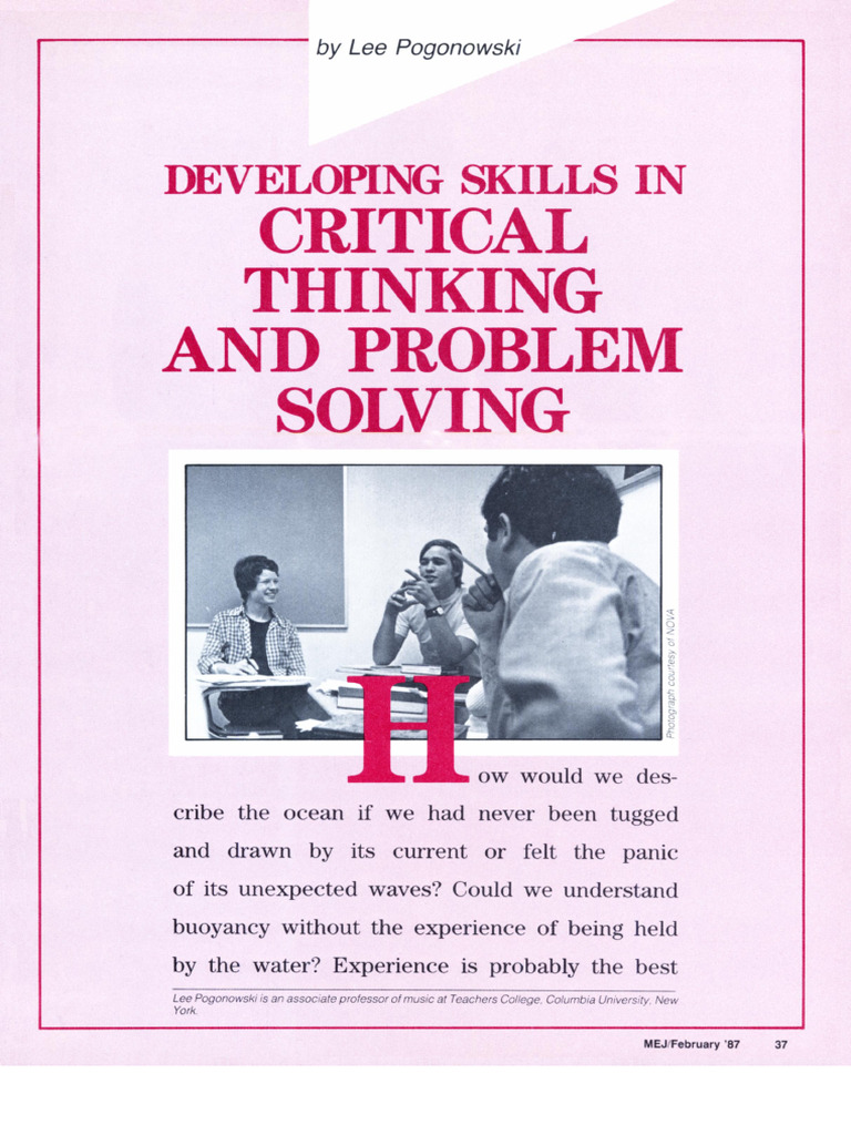 Critical Thinking and Problem Solving Skills For Students | PDF ...