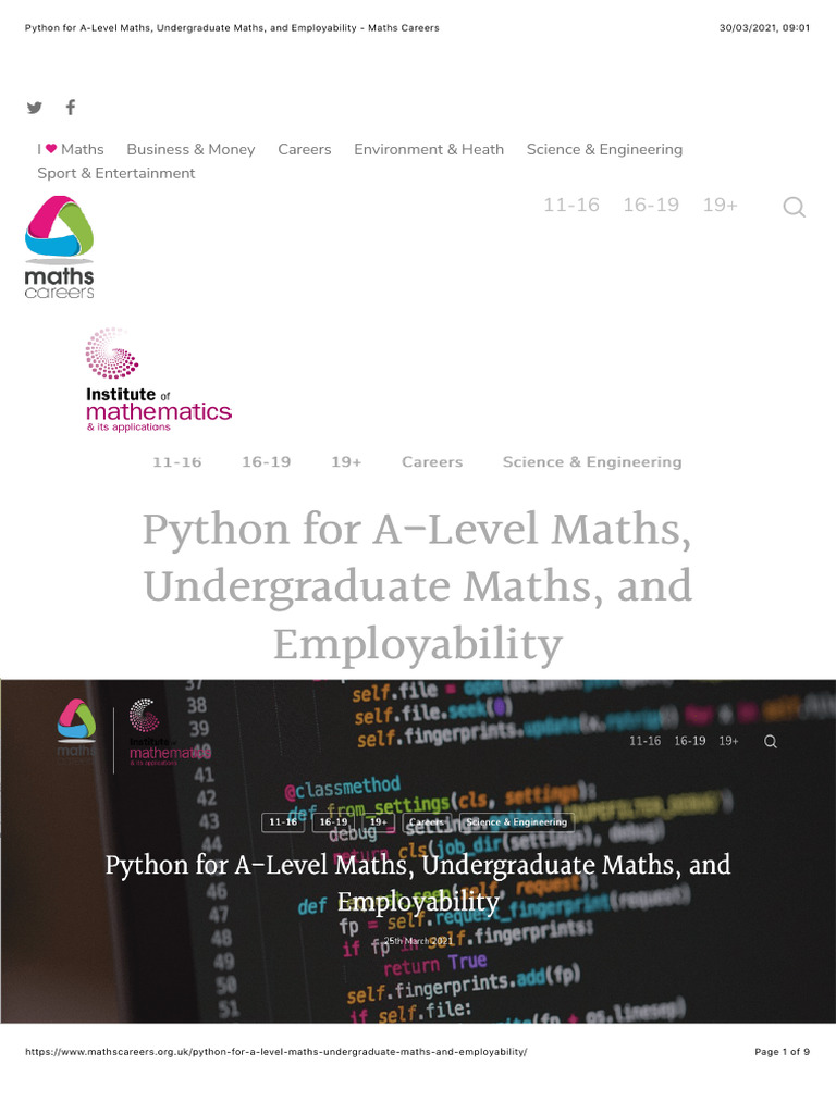 Python For A Level Maths Undergraduate M | PDF | Mathematics ...