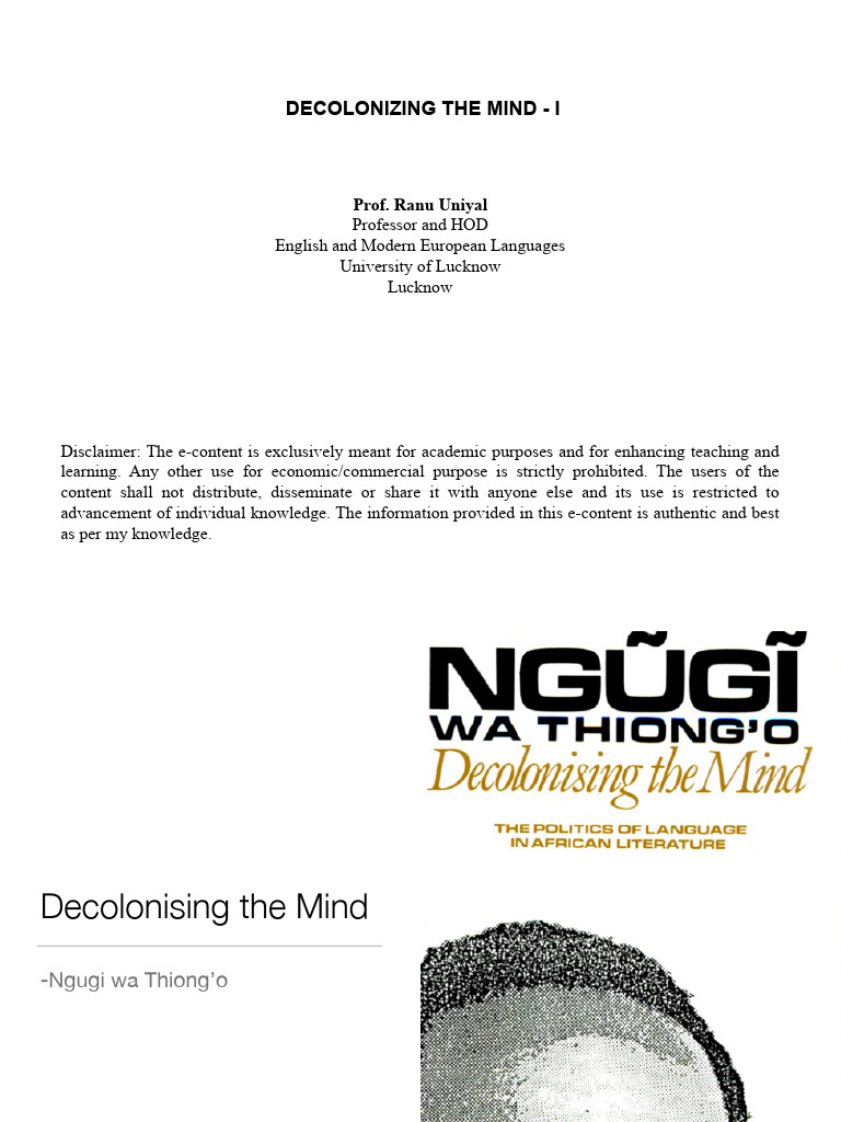 Decolonising the Mind Language Politics PDF Frantz Fanon Colonialism