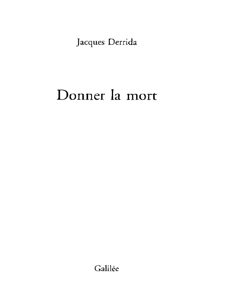 Donner La Mort (Jacques Derrida) (Z-Library) | PDF | Platon | Âme