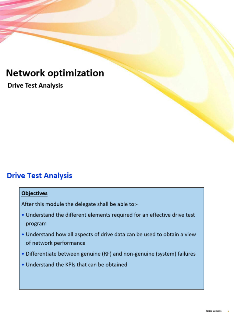 Drive Test Analysis for Network Optimization | PDF | Telecommunications ...