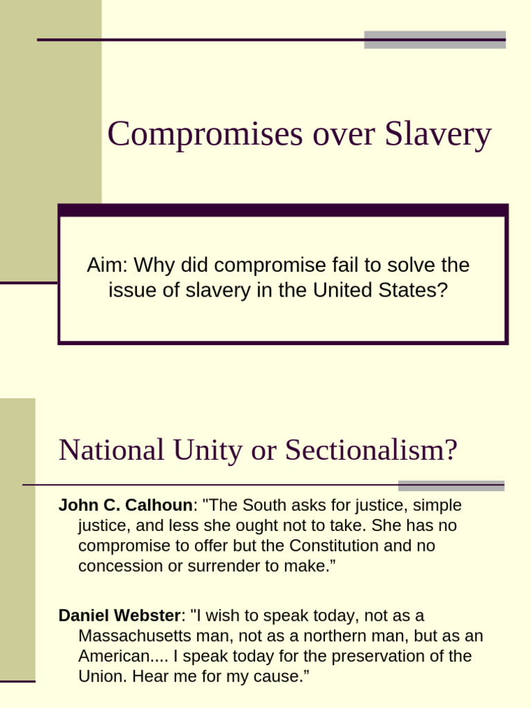 Compromises Over Slavery | PDF | Slavery In The United States ...
