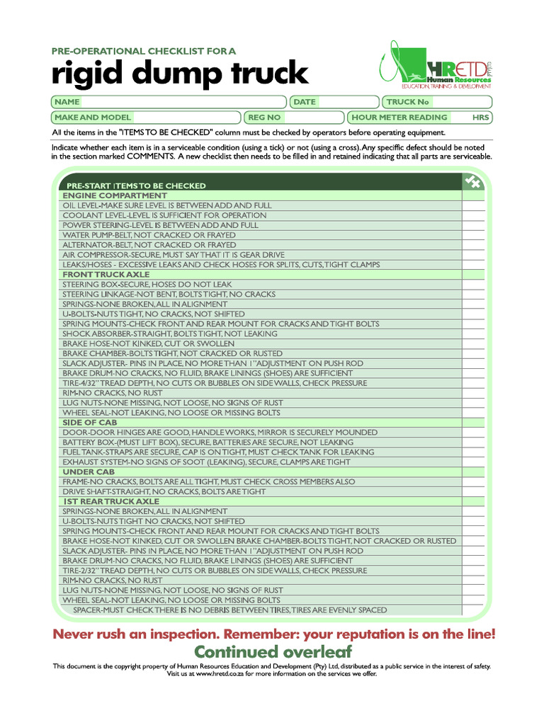 Hretd - RDT Checklist | PDF