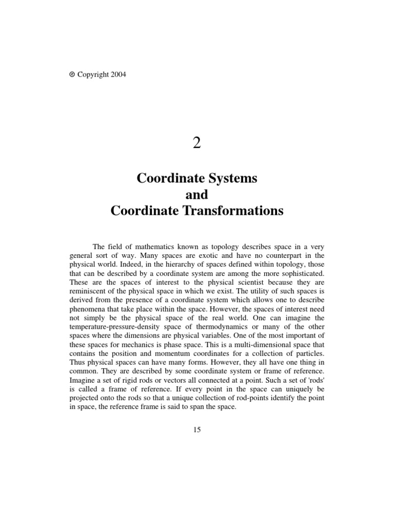 Coordinate Systems and Transformations | PDF