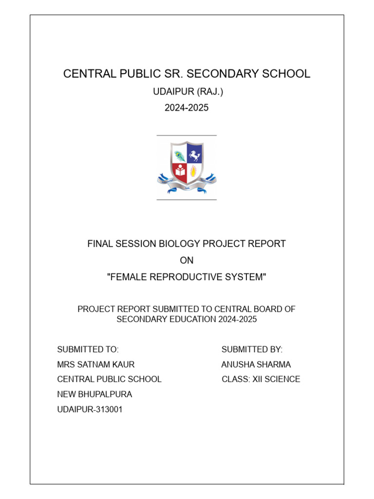 Female Reproductive System Project Report | PDF | Menstrual Cycle ...