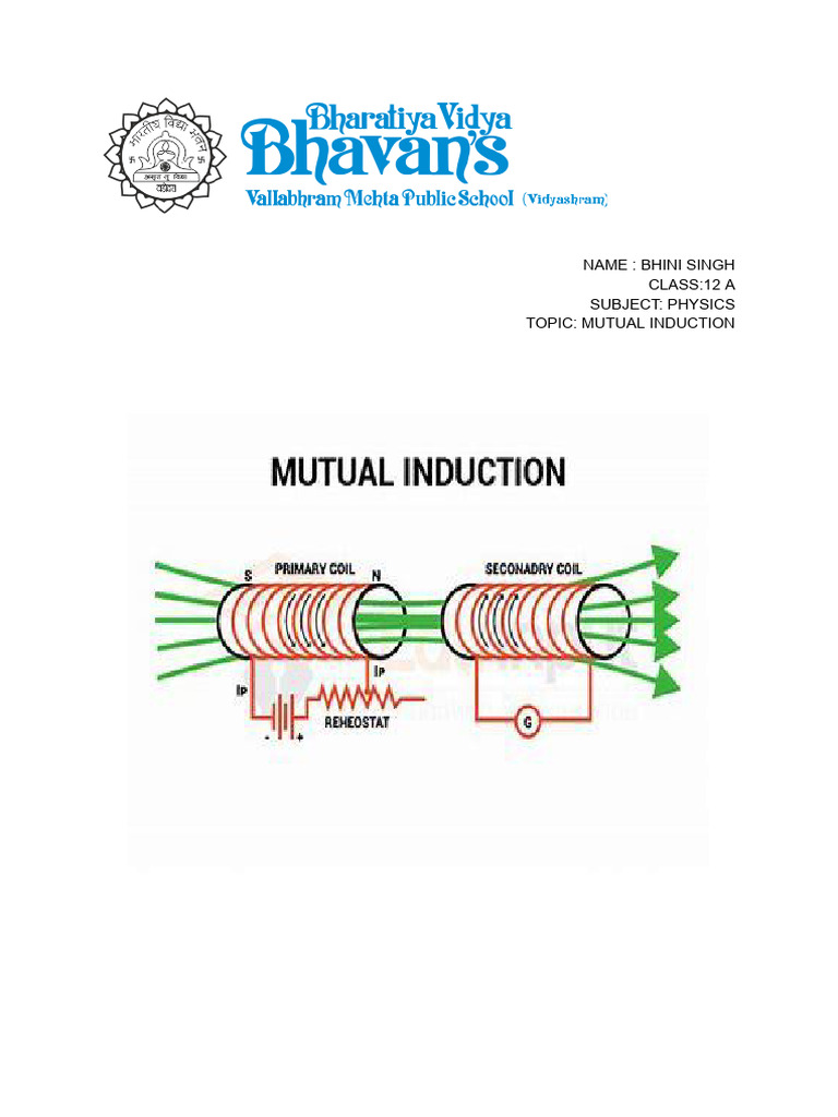 Mutual Induction Project Certificate | PDF | Transformer | Inductor