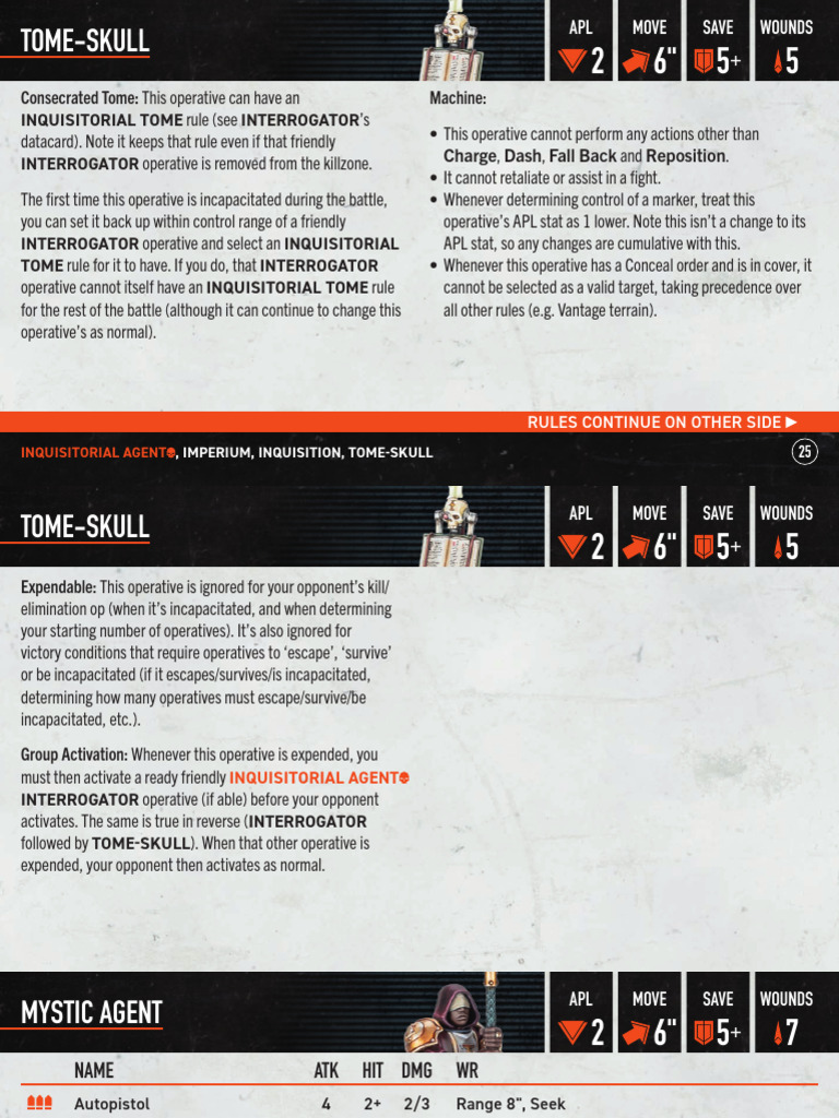 Inquisitorial Agents Datasheet Overview | PDF