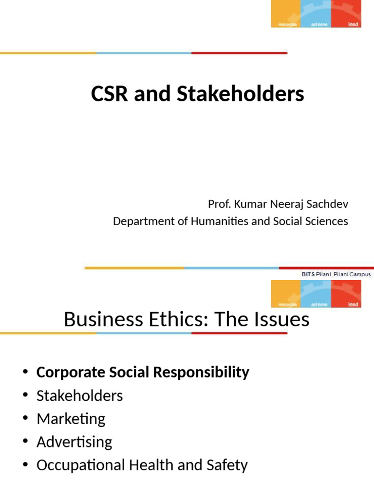 Prof Ethics CSR and Stakeholders | PDF | Corporate Social ...