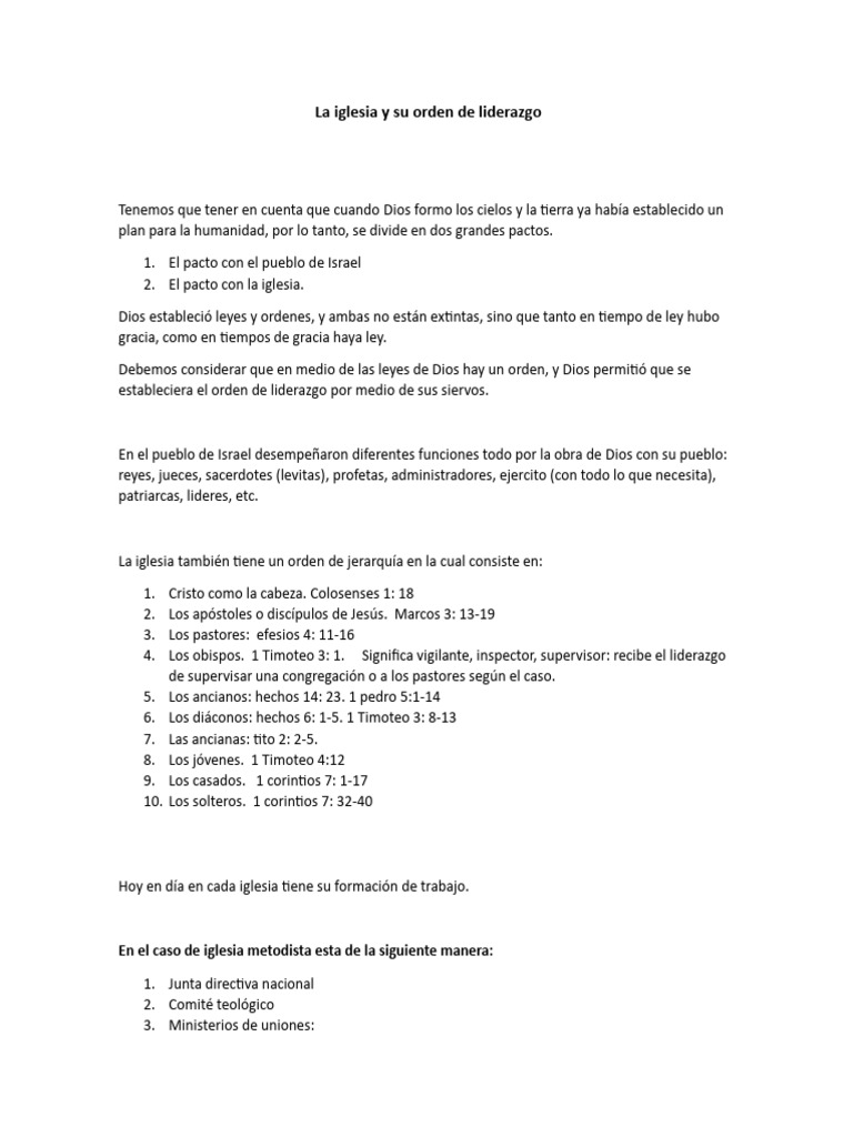 La Iglesia y Su Orden de Liderazgo | PDF | Religión y espiritualidad